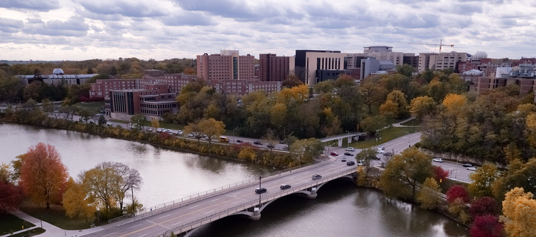 Hubbard park and iowa river drone